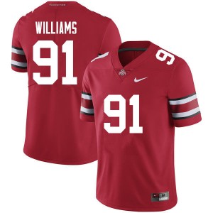 Men Football #91 OSU Buckeyes Tyleik Williams Embroidery Jersey - Red