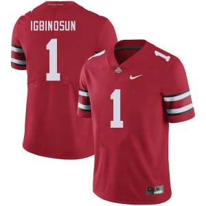 Men Football #1 Ohio State Buckeyes Davison Igbinosun Embroidery Jersey - Red