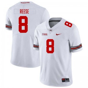 Men #8 OSU Buckeyes Football Arvell Reese Embroidery Jersey - White