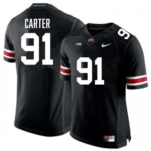 Mens #91 OSU Buckeyes Football Jarquez Carter Embroidery Jersey - Black