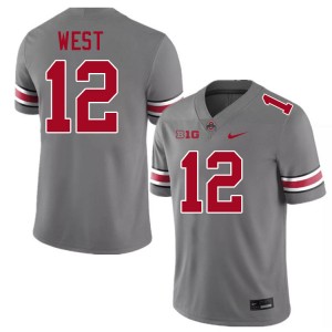 Men's Football #12 OSU Bryce West Stitched Jersey - Grey