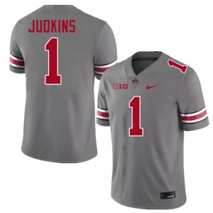 Men Football #1 Ohio State Buckeyes Quinshon Judkins Stitched Jersey - Grey