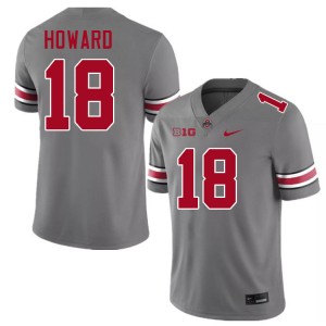 Men's Football #18 Ohio State Buckeyes Will Howard Embroidery Jersey - Grey