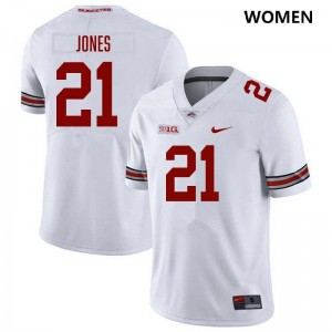 Women's #21 The Ohio State Football Brenten Jones Embroidery Jersey - White