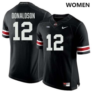 Women #12 Ohio State Buckeyes Football CJ Donaldson University Jersey - Black
