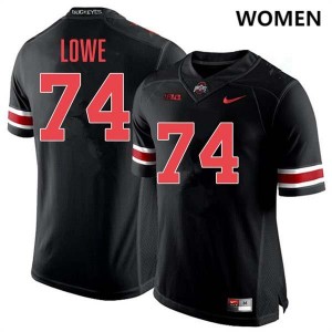 Womens #74 Buckeye Nation Football Carter Lowe Embroidery Jersey - Blackout