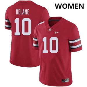 Women Football #10 The Ohio State Faheem Delane Embroidery Jersey - Red