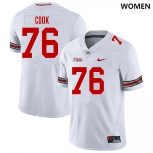 Women's #76 Buckeye Nation Football Jake Cook Player Jersey - White