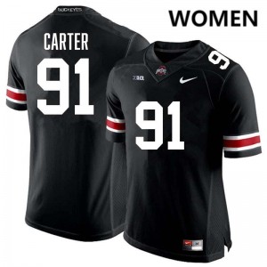 Womens #91 Ohio State Football Jarquez Carter Official Jersey - Black