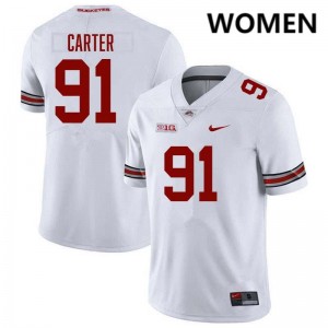 Womens Football #91 Ohio State Buckeyes Jarquez Carter Official Jersey - White