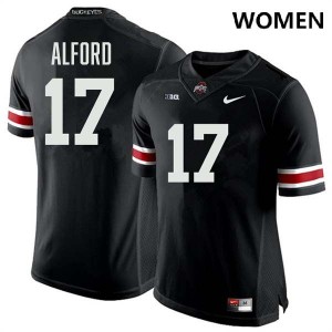 Women's #17 Go Bucks Football Tarvos Alford University Jersey - Black