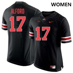 Women's #17 Ohio State Football Tarvos Alford Embroidery Jersey - Blackout