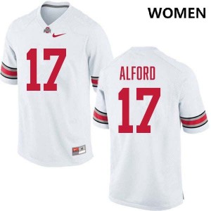 Women #17 OSU Buckeyes Football Tarvos Alford Limited Jersey - White