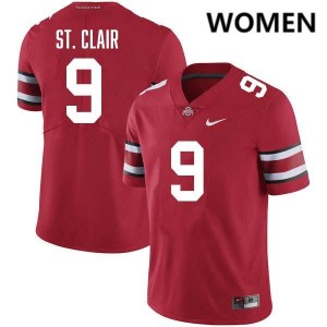 Womens #9 The Fighting Buckeyes Football Tavien St. Clair Official Jersey - Red