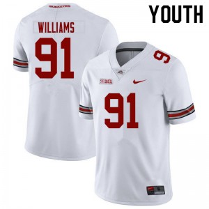 Youth Football #91 Ohio State Tyleik Williams Replica Jersey - White
