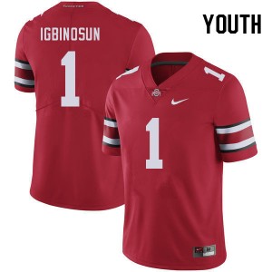 Youth Football #1 Ohio State Davison Igbinosun 2024-25 Jersey - Red