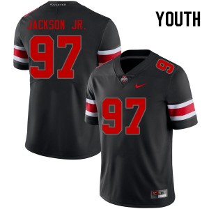Youth #97 Go Bucks Football Kenyatta Jackson Jr. University Jersey - Blackout