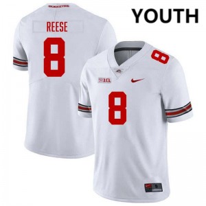 Youth Football #8 The Ohio State Arvell Reese University Jersey - White