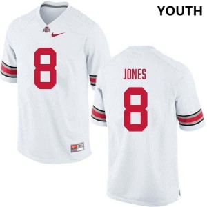 Youth Football #8 Buckeye Nation De'Zie Jones NCAA Jersey - White