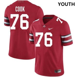 Youth #76 Go Bucks Football Jake Cook Embroidery Jersey - Red