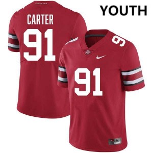 Youth Football #91 Ohio State Buckeyes Jarquez Carter Player Jersey - Red
