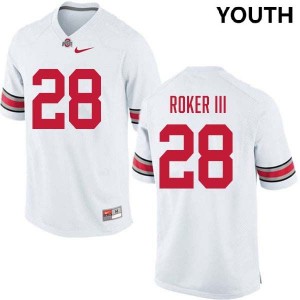 Youth #28 Buckeye Nation Football Leroy Roker III High School Jersey - White