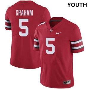 Youth #5 Buckeye Nation Football Mylan Graham Embroidery Jersey - Red