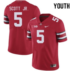 Youth #5 The Fighting Buckeyes Football Aaron Scott Jr. Official Jersey - Red