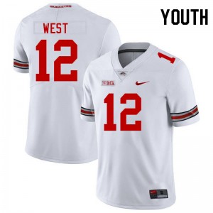 Youth Football #12 Ohio State Buckeyes Bryce West Replica Jersey - White