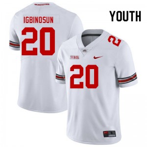 Youth Football #20 OSU Davison Igbinosun Game Jersey - White