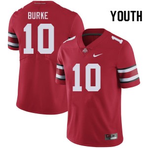 Youth Football #10 Ohio State Denzel Burke Game Jersey - Red