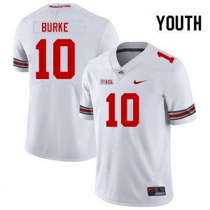 Youth Football #10 Ohio State Denzel Burke Official Jersey - White