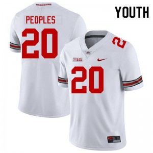 Youth #20 OSU Buckeyes Football James Peoples 2025-26 Jersey - White