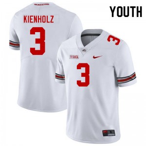 Youth #3 OSU Buckeyes Football Lincoln Kienholz Game Jersey - White