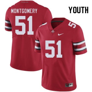 Youth Football #51 Buckeye Nation Luke Montgomery Player Jersey - Red