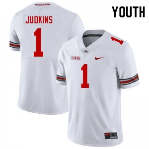 Youth Football #1 OSU Buckeyes Quinshon Judkins Replica Jersey - White