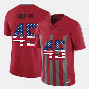 Men #45 US Flag Fashion Ohio State Archie Griffin college Jersey - Scarlet