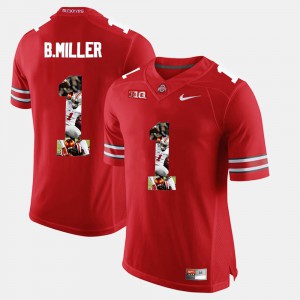 Mens Buckeye Pictorial Fashion #1 Braxton Miller college Jersey - Scarlet