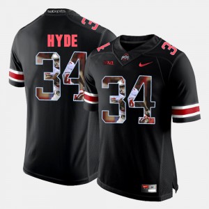 Men #34 Pictorial Fashion Ohio State Buckeye CameCarlos Hyde college Jersey - Black