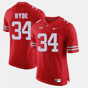 Men's Ohio State #34 Alumni Football Game CameCarlos Hyde college Jersey - Scarlet