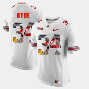 Men #34 Pictorial Fashion Buckeyes CameCarlos Hyde college Jersey - White