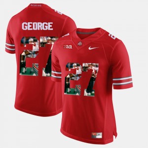 Mens Ohio State Buckeye #27 Pictorial Fashion Eddie George college Jersey - Red