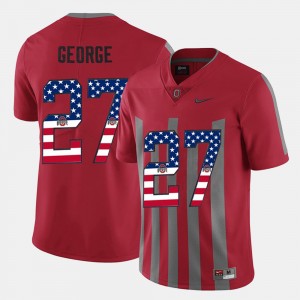 Mens Ohio State US Flag Fashion #27 Eddie George college Jersey - Scarlet