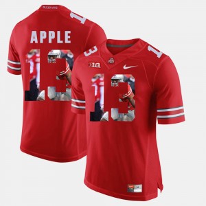 Men's #13 Eli Apple college Jersey - Scarlet Pictorial Fashion OSU Buckeyes