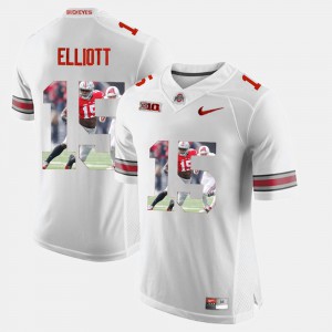 Men's #15 Pictorial Fashion OSU Buckeyes Ezekiel Elliott college Jersey - White