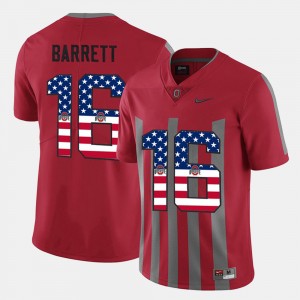 Men's #16 Buckeyes US Flag Fashion J.T. Barrett college Jersey - Scarlet