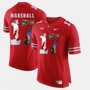 Men's #17 Pictorial Fashion Buckeyes Jalin Marshall college Jersey - Scarlet