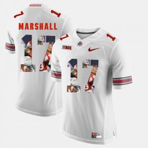 Mens #17 Ohio State Buckeye Pictorial Fashion Jalin Marshall college Jersey - White