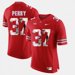 Men OSU #37 Pictorial Fashion Joshua Perry college Jersey - Scarlet