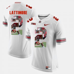 Mens #2 Pictorial Fashion Ohio State Buckeyes Marshon Lattimore college Jersey - White